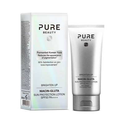 Pure Beauty เพียว บิวตี้ ไบรท์เท่น อัพ ไนอาซิน-กลูต้า ซัน โพรเทคชั่น โลชั่น SPF50 PA++++ 50 มล.