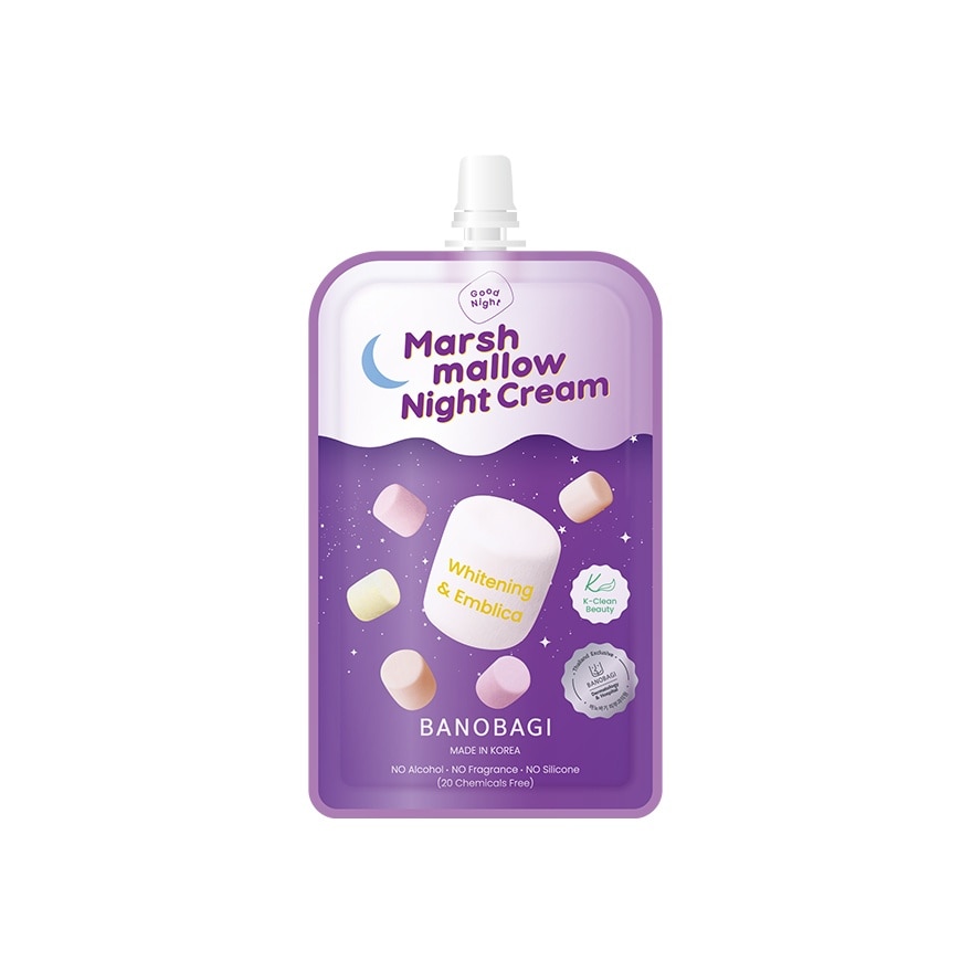 Banobagi Marshmallow Night Cream Whitening  Emblica 12 Ml. ผิวหมองคล้ำ ผิวเสียสะสม