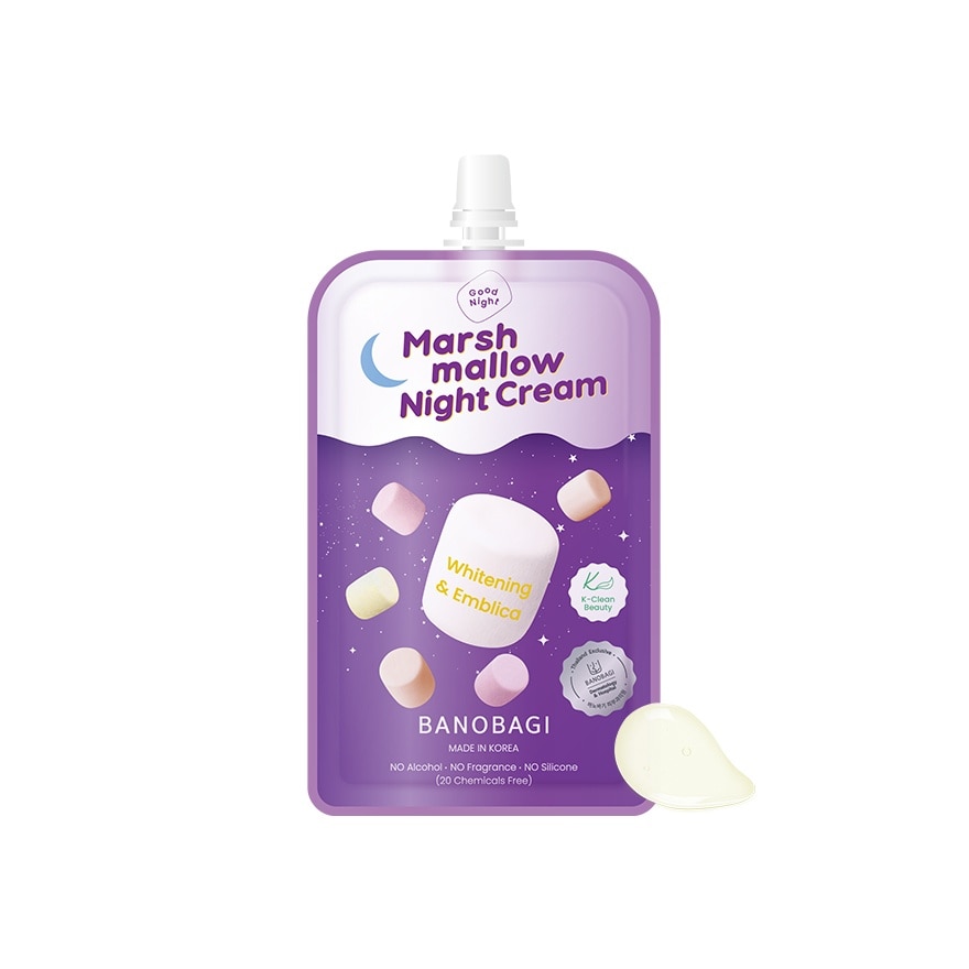 Banobagi Marshmallow Night Cream Whitening  Emblica 12 Ml. ผิวหมองคล้ำ ผิวเสียสะสม