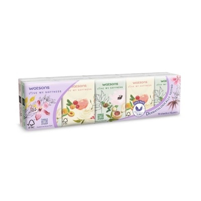 Watsons Watsons Velvety Soft Mini Hankies (X-flower2) 3ply 10pcs.