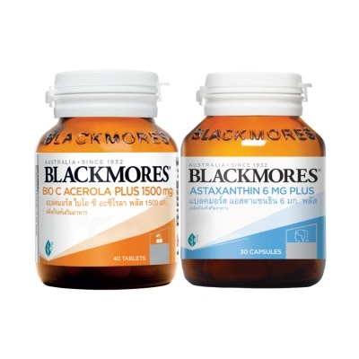 Blackmores แบลคมอร์ส ไบโอ ซี อะซีโรลา พลัส 40 เม็ด+แอสตาแซนธินพลัส 6มก.30แคปซูล