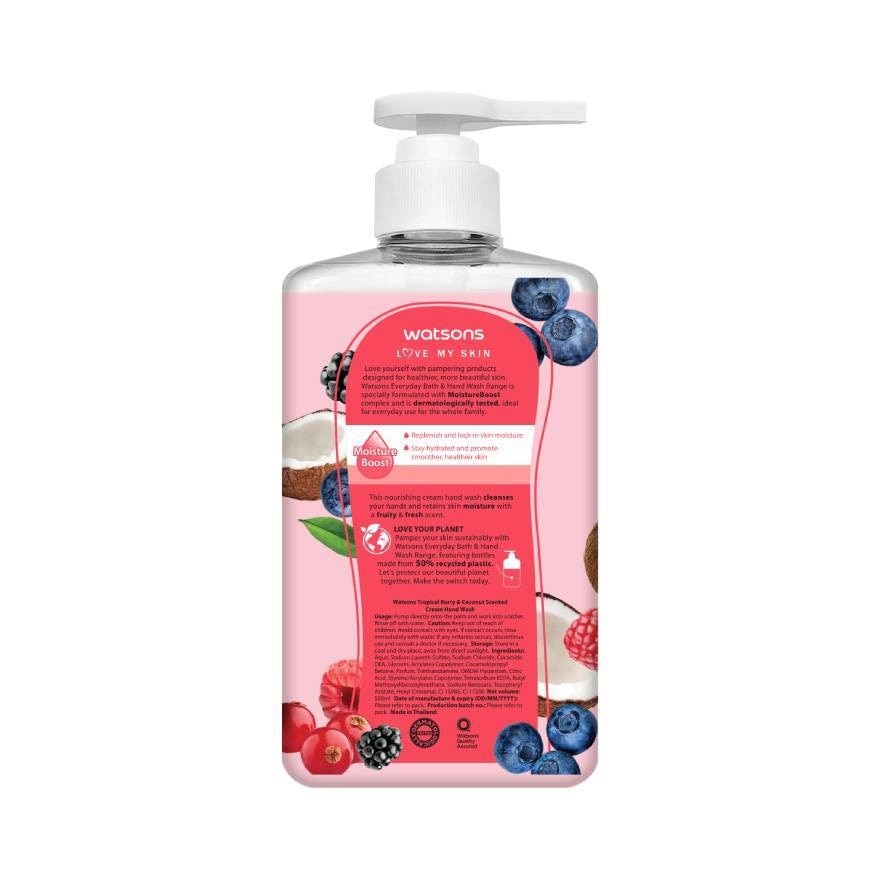 Watsons Love My Skin Tropical BerryCoconut Scented Cream Hand Wash 500ml.