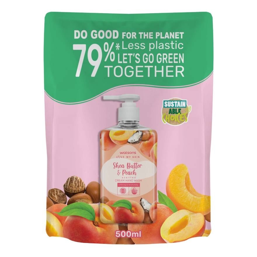 Watsons Love My Skin Shea ButterPeach Scented Cream Hand Wash 500ml.(Refill)