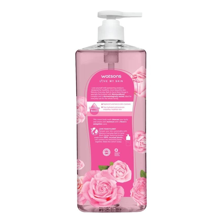 Watsons Love My Skin Rose Scented Cream Body Wash 1000ml.