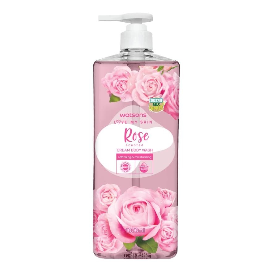 Watsons Love My Skin Rose Scented Cream Body Wash 1000ml.