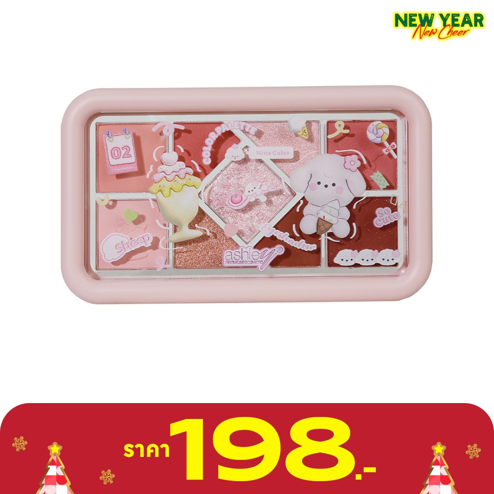 Ashley 9 Colors Eyeshadow 8.4g. 02 Tea Rose