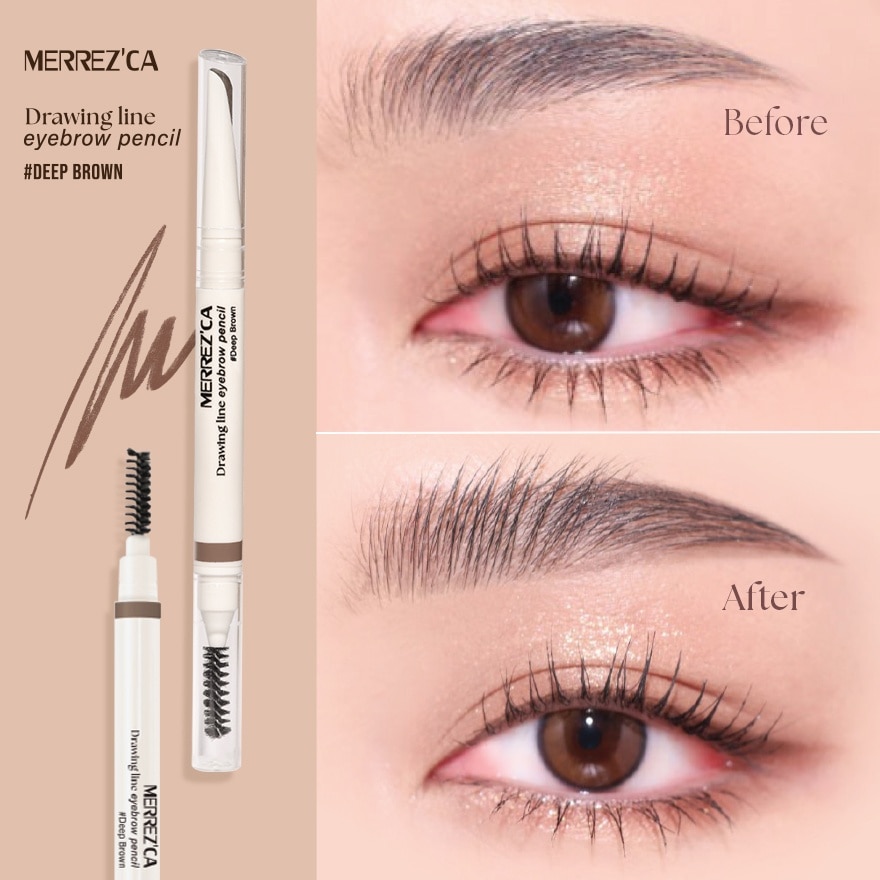 Merrez'Ca Drawing Line Eyebrow Pencil 0.3g. Deep Brown