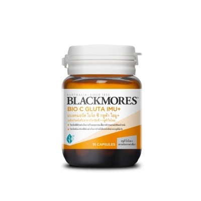 Blackmores แบลคมอร์ส ไบโอ ซี กลูต้า ไอมู+ (ผลิตภัณฑ์เสริมอาหารวิตามินซี + กลูต้าไธโอน) 15 เม็ด