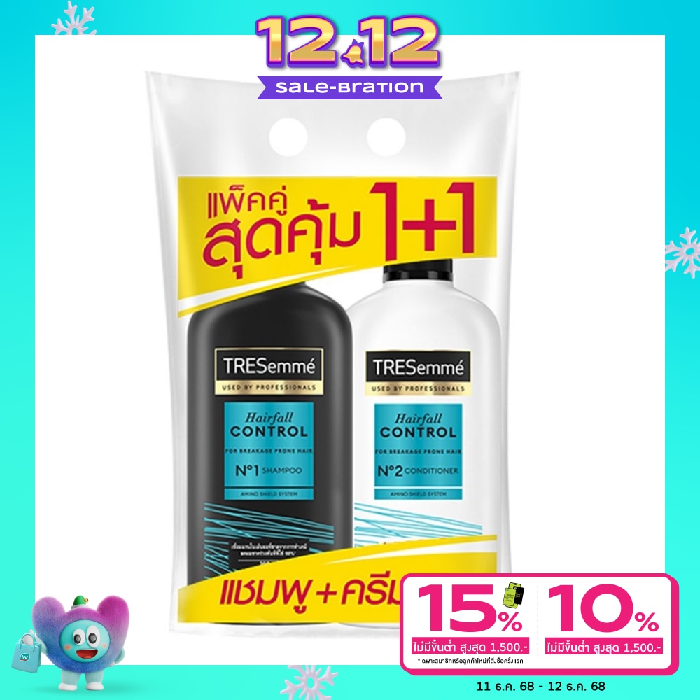 Tresemme TRESemme Shampoo+Conditioner Hair Fall Control 370 Ml.ยาสระผม ทำเคมี สีผม ลดผมขาดร่วง
