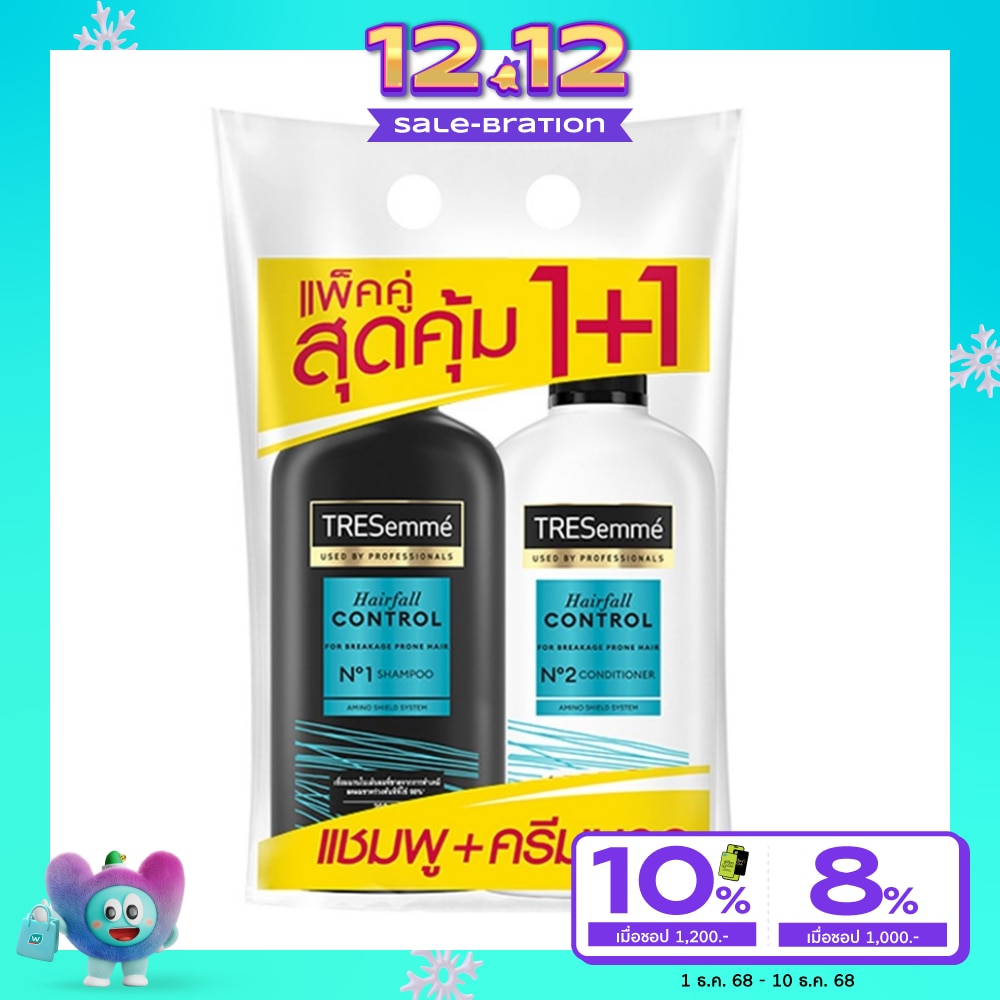 Tresemme เทรซาเม่ แชมพู+คอนดิชั่นเนอร์ แฮร์ ฟอล คอนโทรล 370 มล.ยาสระผม ทำเคมี สีผม ลดผมขาดร่วง