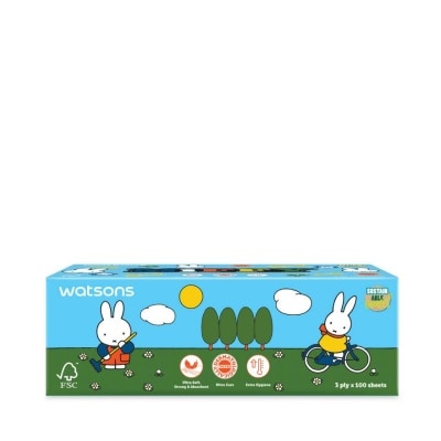 WATSONS วัตสัน กระดาษทิชชูกล่อง (Miffy 2) หนา3ชั้น x 100แผ่น. ขอสงวนสิทธิ์ในการเลือกลาย