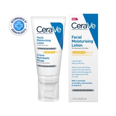 Cerave เซราวี เฟเชียล มอยซ์เจอไรซิ่ง โลชั่น SPF50 52 มล. (ผิวธรรมดา-ผิวแห้ง)