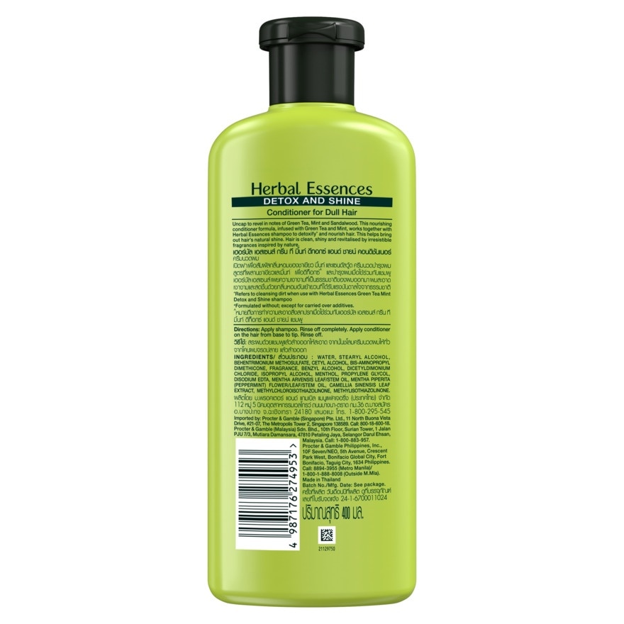 Herbal Essences Conditioner Green Tea Mint Detox  Shine 400 Ml.