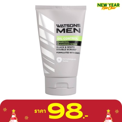 WATSONS วัตสัน เมน ออยล์ คอนโทรล ชาร์โคล คลีนซิ่ง สครับ 100ก.