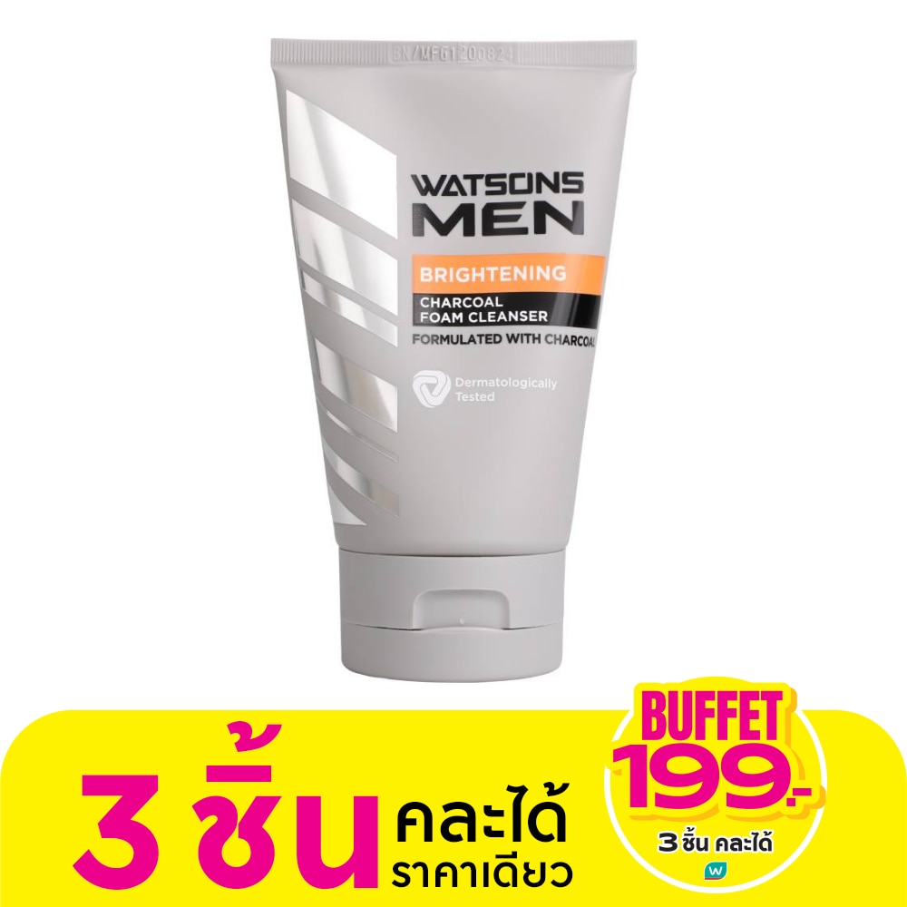 Watsons Men Brightening Charcoal Foam Cleanser 100g.