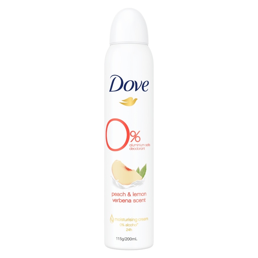 Dove โดฟ ดีโอ สเปรย์ ซีโร่เปอร์เซ็นต์ อะลูมิเนียม ซอลต์ พีช แอนด์ เลมอน เวอร์บีน่า 200 มล.