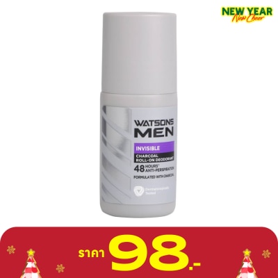 WATSONS วัตสัน เมน อินวิซิเบิ้ล ชาร์โคล โรล-ออน ดิโอโดแรนท์ 50มล