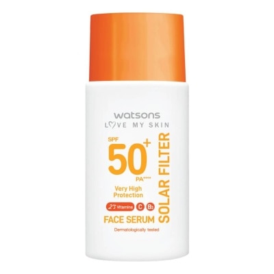 WATSONS วัตสัน เลิฟมายสกิน โซล่าร์ ฟิลเตอร์ เวรี่ไฮ โพรเทคชั่น เฟส เซรั่ม SPF50+ PA++++45มล.