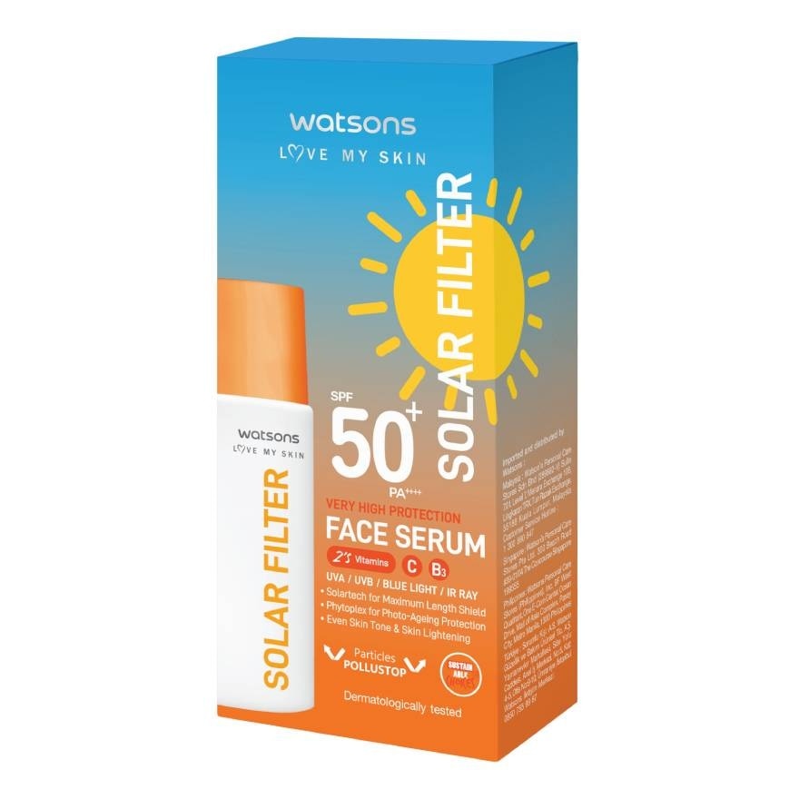 Watsons Love My Skin Solar Filter Very High Protection Face Serum SPF50 PA++++ 45ml.