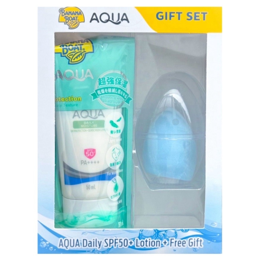 Banana Boat Banana Boat Aqua Daily Moisture UV SPF50+PA++++ 50Ml.+Foundation Spong 1'S Set