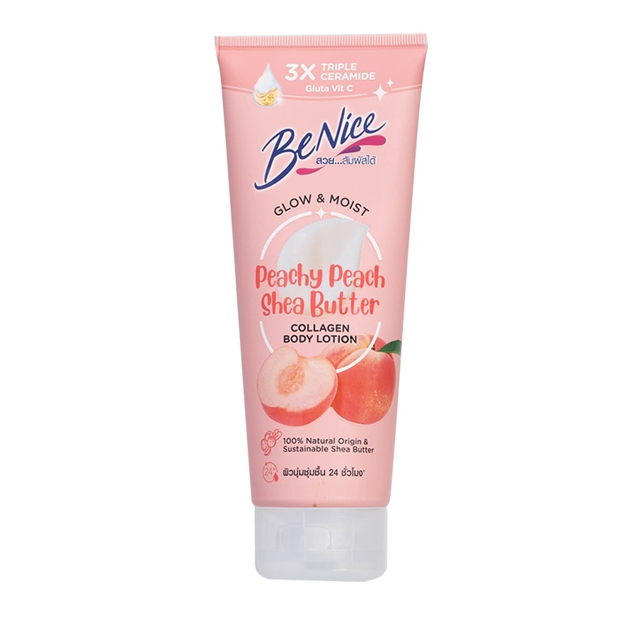 Benice Benice Body Lotion Glow  Moist Peachy Peach Shea Butter Collagen 170 Ml.