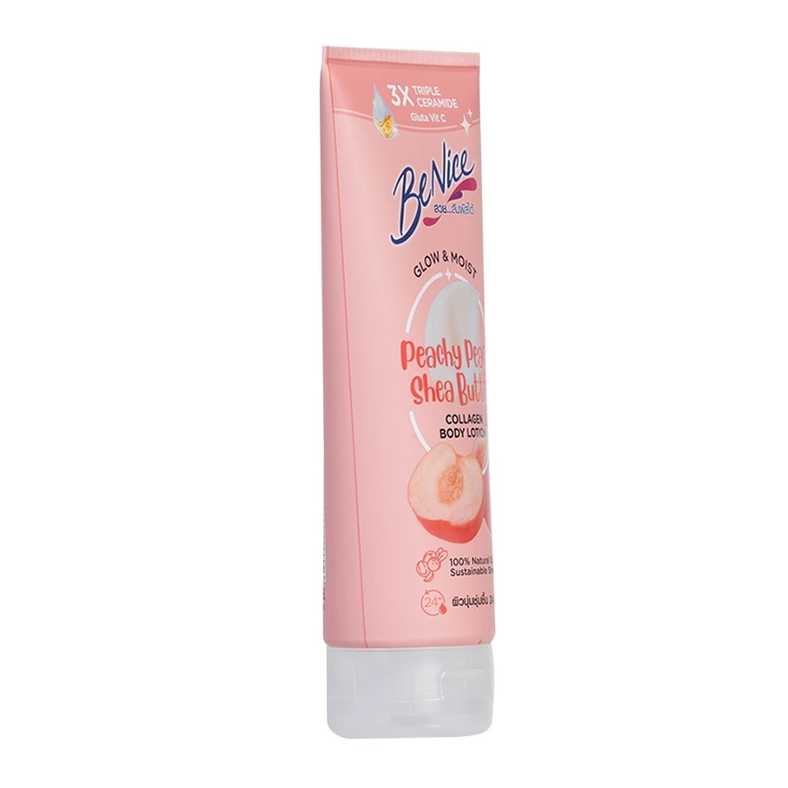 Benice Body Lotion Glow  Moist Peachy Peach Shea Butter Collagen 170 Ml.