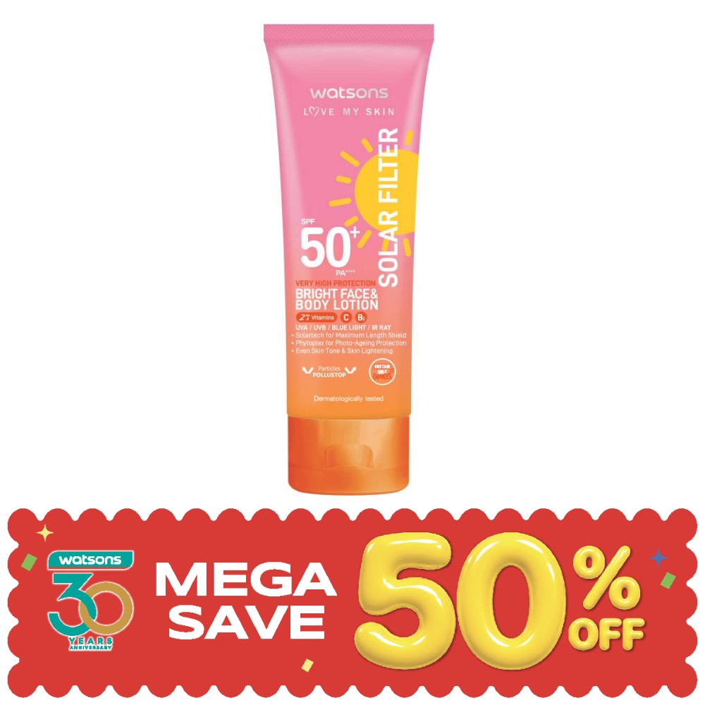 Watsons Love My Skin Solar Filter Very High Protection Bright Face Body Lotion SPF50 image