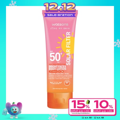 Watsons Watsons Love My Skin Solar Filter Very High Protection Bright Face Body Lotion SPF50