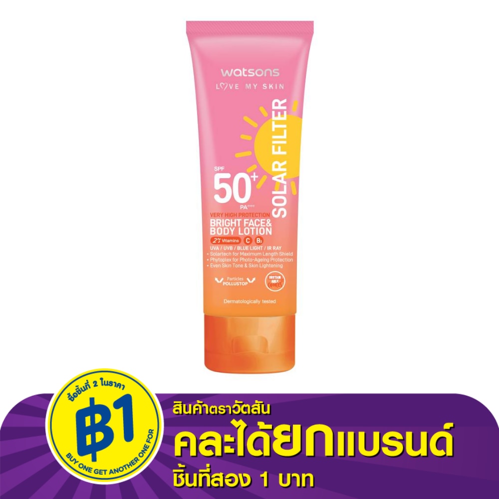 Watsons Love My Skin Solar Filter Very High Protection Bright Face  Body Lotion SPF50
