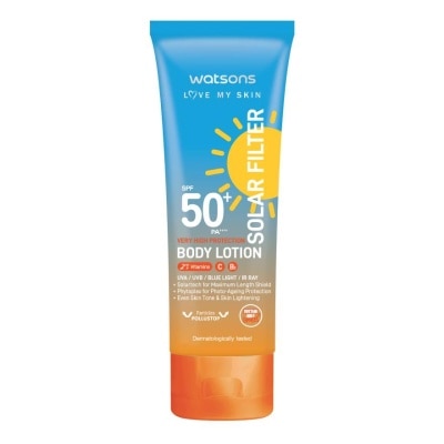 WATSONS วัตสัน เลิฟ มาย สกิน โซล่าร์ ฟิลเตอร์ เวรี่ ไฮ โพรเทคชั่น บอดี้ โลชั่น SPF50+ PA++++