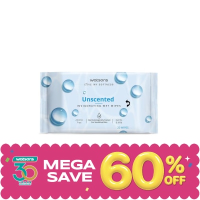 Watsons - Watsons Unscented Invigorating Wet Wipes 20 sheets. image