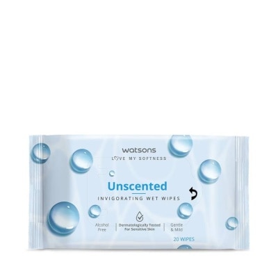 Watsons Watsons Unscented Invigorating Wet Wipes 20 sheets.