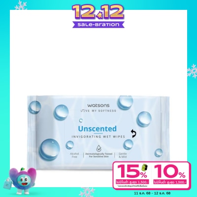 Watsons Watsons Unscented Invigorating Wet Wipes 20 sheets.