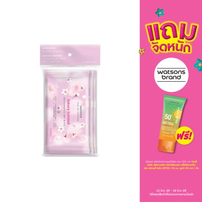 WATSONS - วัตสัน ซากุระ เซ็นเท็ด อินวิกอเรทติ้ง เว็ท ไวพ์ 10 แผ่น x 3 แพ็ค.