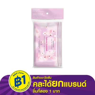 Watsons Watsons Sakura Scented Invigorating Wet Wipes 10 sheets x 3 packs.