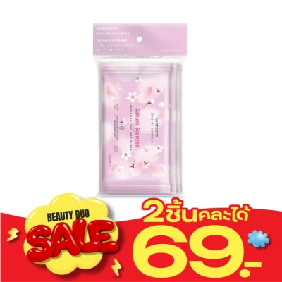 Watsons Watsons Sakura Scented Invigorating Wet Wipes 10 sheets x 3 packs. image