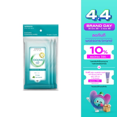 Watsons - Watsons Cooling Cleansing Wipes 10 sheets x 3 Packs