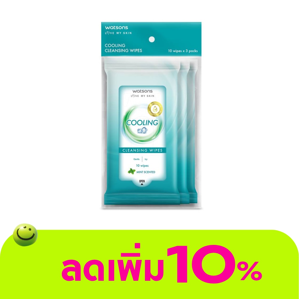 Watsons Cooling Cleansing Wipes 10 sheets x 3 Packs