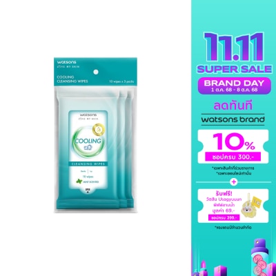 Watsons Watsons Cooling Cleansing Wipes 10 sheets x 3 Packs