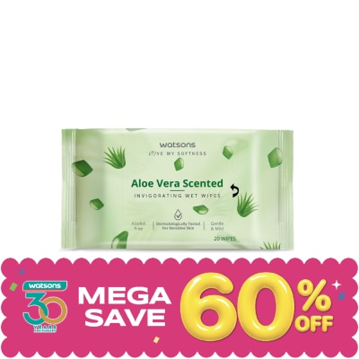 Watsons - Watsons Aloe Vera Scented Invigorating Wet Wipes 20 sheets. image