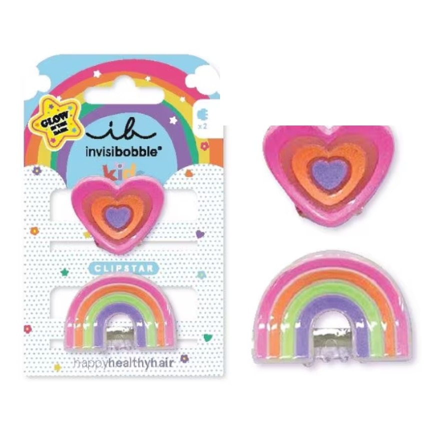 Invisibobble Invisibobble Clipstar Glow Kids Happy Heart 2pcs.