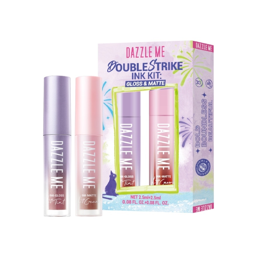 Dazzle Me Dazzle Me Double Strike Ink Kit Gloss  Matte Lip 2.5ml. 2pcs. Femme Ink + Worth Ink