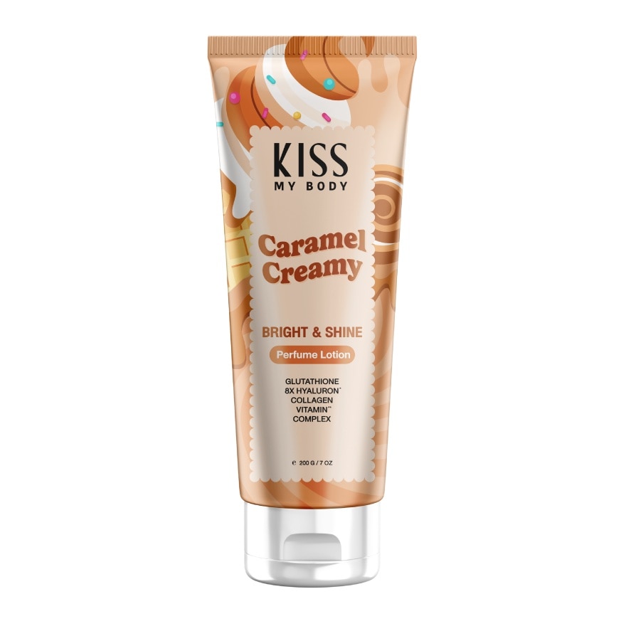 Kiss My Body Kiss My Body Perfume Lotion Bright  Shine Caramel Creamy 200 G.