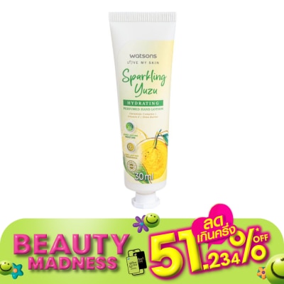 WATSONS วัตสัน สปาร์คกลิ้ง ยูสุ ไฮเดรทติ้ง เพอร์ฟูม แฮนด์ โลชั่น 30 มล.