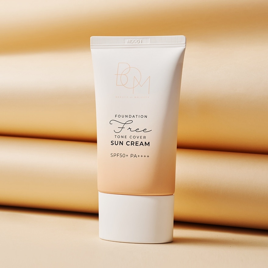 BOM Foundation-Free Tone Cover Sun Cream SPF50+ PA++++ 50g.