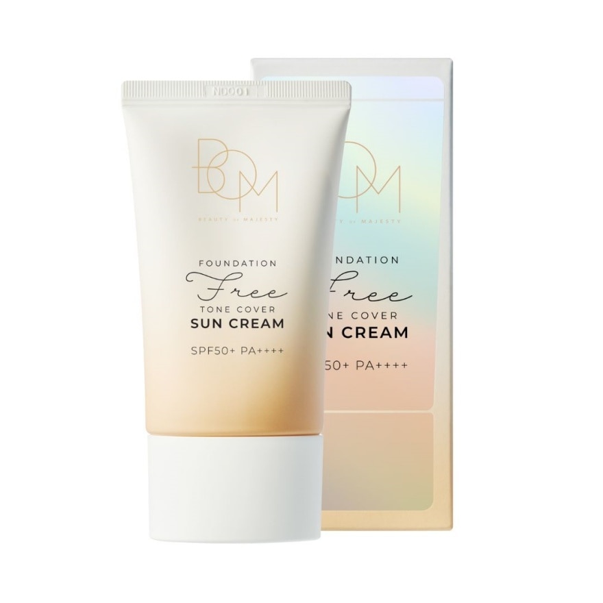 BOM BOM Foundation-Free Tone Cover Sun Cream SPF50+ PA++++ 50g.