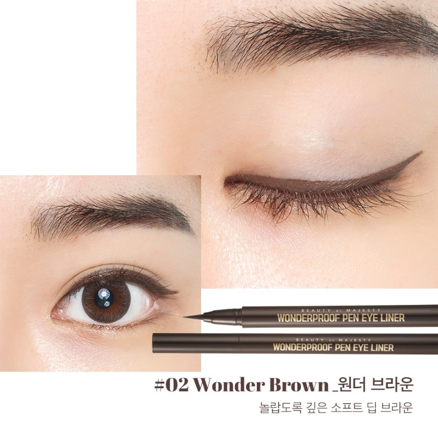 BOM Wonderproof Pen Eyeliner 0.5g. 02 Wonder Brown