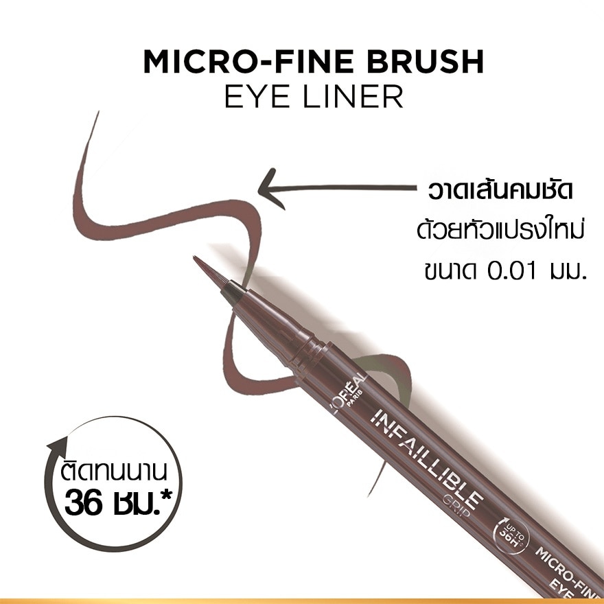 L'Oreal Paris Infallible Grip Micro-Fine Brush Eye Liner 0.45g. Brown