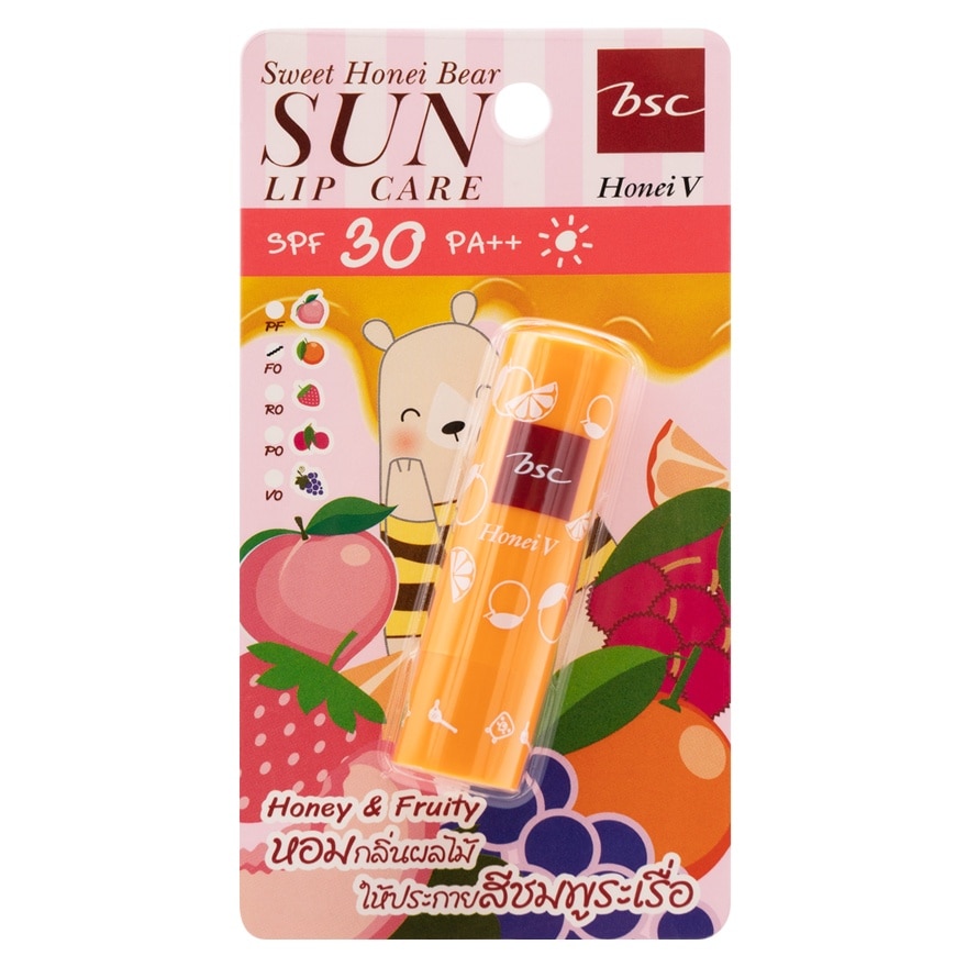 Honei V BSC ฮันนวี่ บี เอสซี สวีทฮันนี่แบร์ ซัน ลิปแคร์ SPF30 PA++ 4.5ก. F0 ส้ม