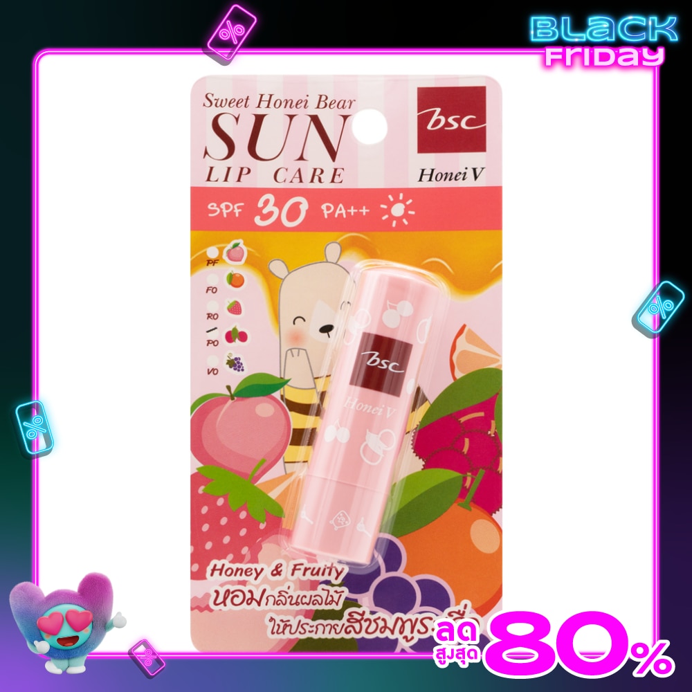 ฮันนวี่ บี เอสซี สวีทฮันนี่แบร์ ซัน ลิปแคร์ SPF30 PA++ 4.5ก. P0 ลิ้นจี่